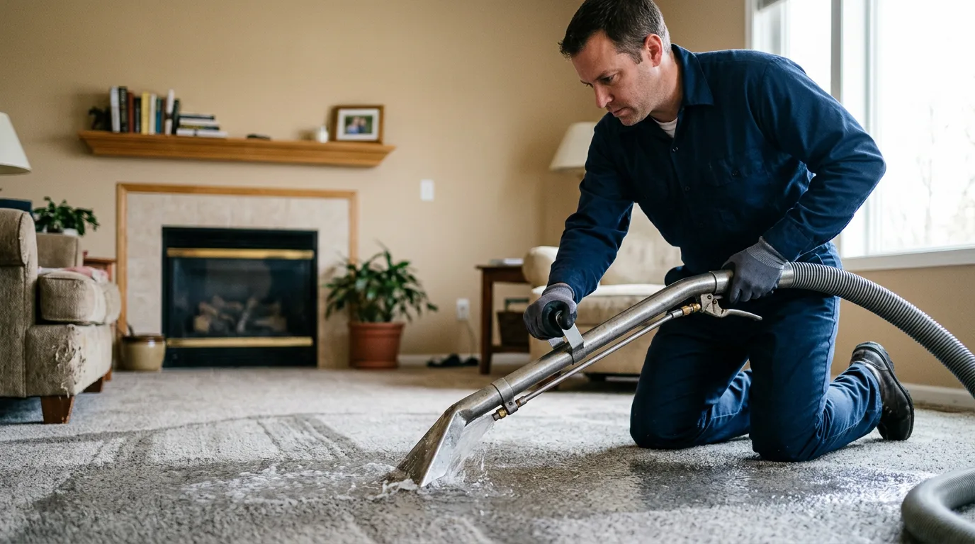Water damage restoration technician working near Grantsburg, IN
